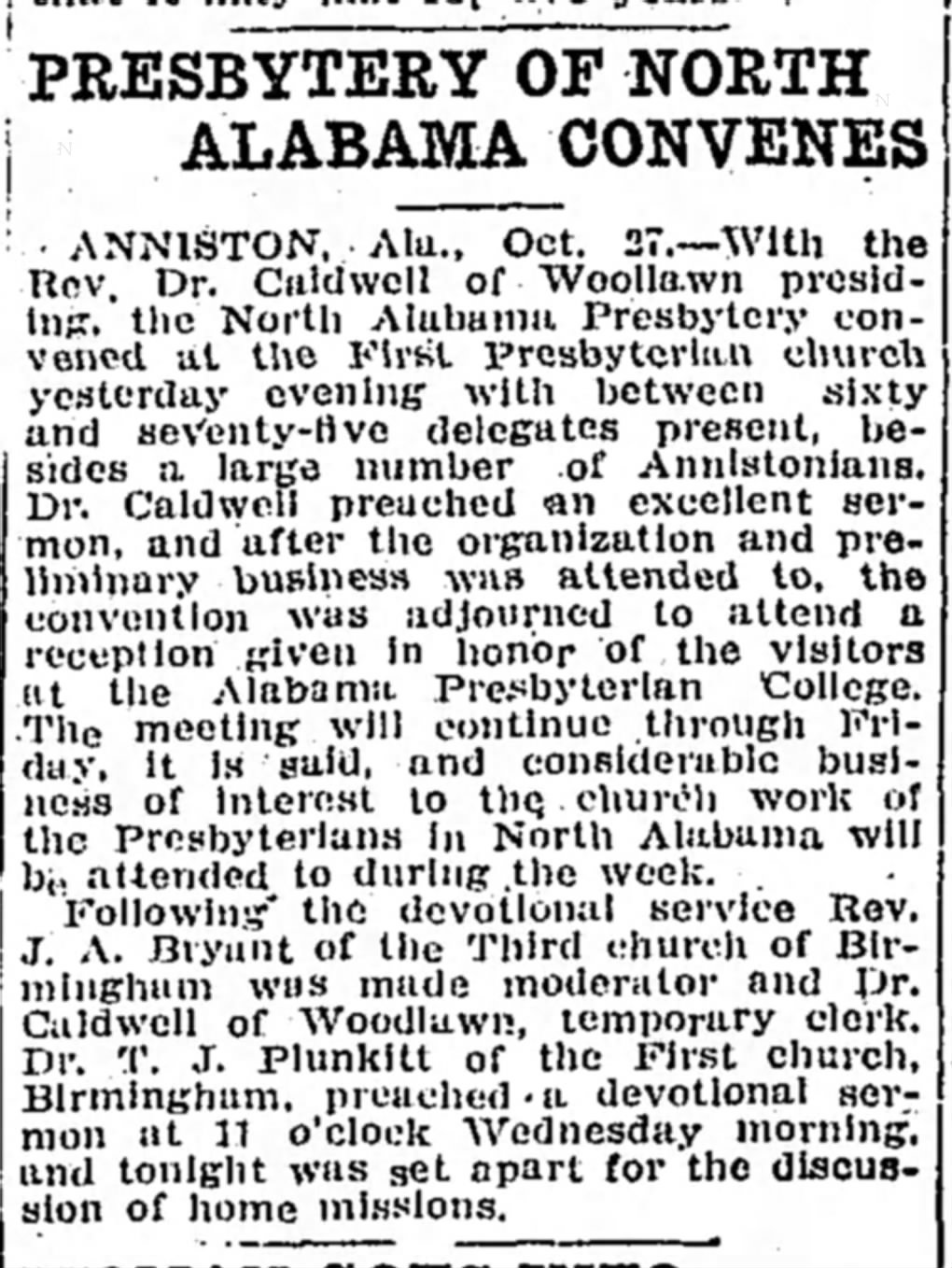 Presbytery of North Alabama Convenes